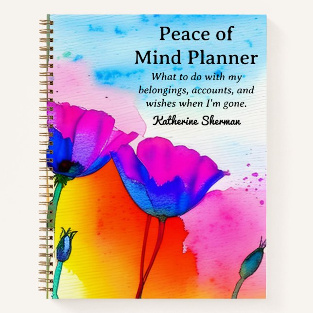 Cuaderno Planificación inmobiliaria Paz mental de fin de vi (Anverso)
