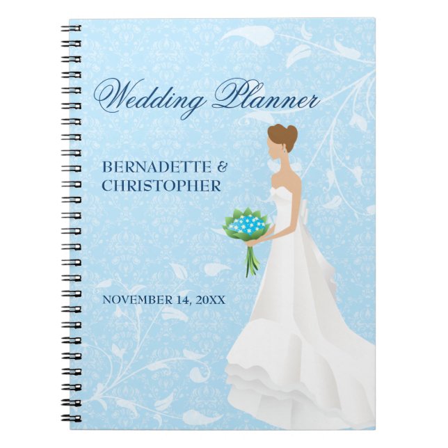 Cuaderno Planificador azul de la boda de la novia triguena (Frente)