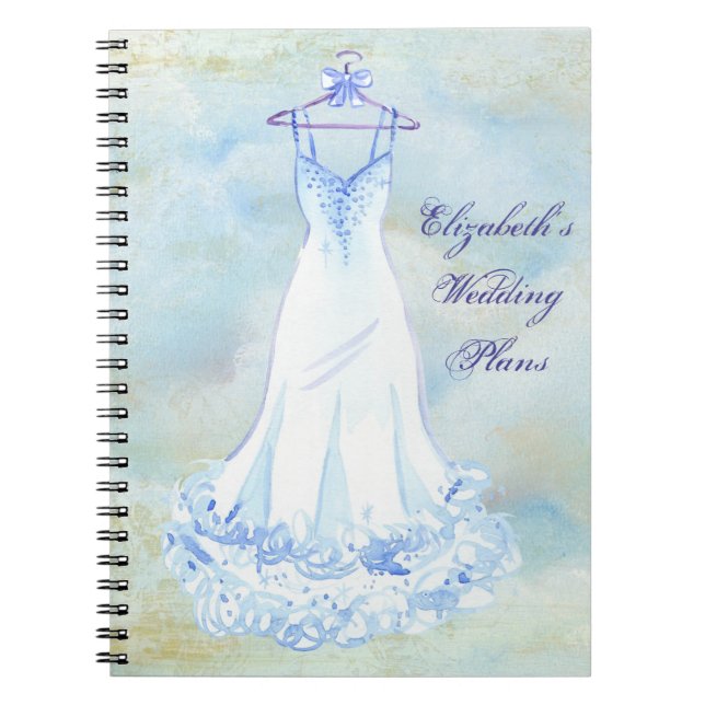 Cuaderno Planificador blanco de la boda de la acuarela del (Frente)