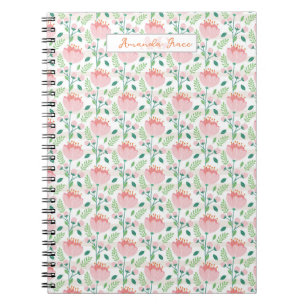 Cuaderno Planificador con estampado floral en rosa y naranj