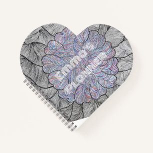 Cuaderno Planificador con forma de corazón floral abstracto
