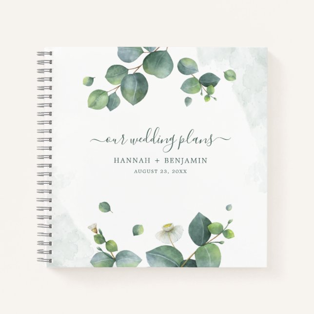 Cuaderno Planificador de Boda con Verde de Eucalipto Elegan (Anverso)