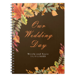 Cuaderno Planificador de boda de hojas de otoño rústico