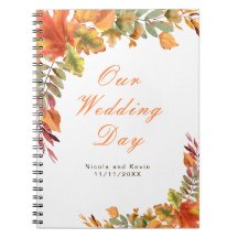 Planificador de boda de hojas de otoño rústico