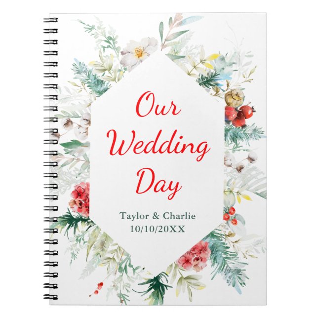 Cuaderno Planificador de Boda de Invierno con Flores Elegan (Frente)