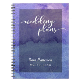 Cuaderno Planificador de boda de mandala de acuarela púrpur