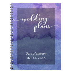Cuaderno Planificador de boda de mandala de acuarela púrpur