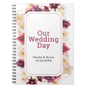 Cuaderno Planificador de Boda Floral Burgundy Hellebore