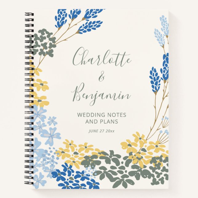 Cuaderno Planificador de Boda Floral Personalizado Verde Sa (Anverso)