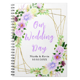 Cuaderno Planificador de Boda Floral Púrpura de Primavera
