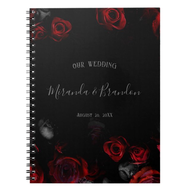 Cuaderno Planificador de Boda Floral Rojo Elegante Presupue (Frente)