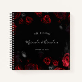 Cuaderno Planificador de Boda Floral Rojo Elegante Presupue