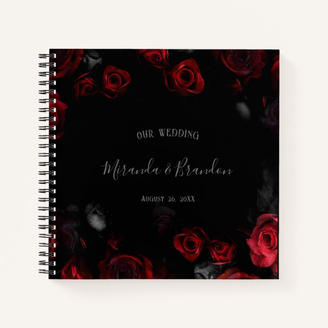Cuaderno Planificador de Boda Floral Rojo Elegante Presupue (Anverso)