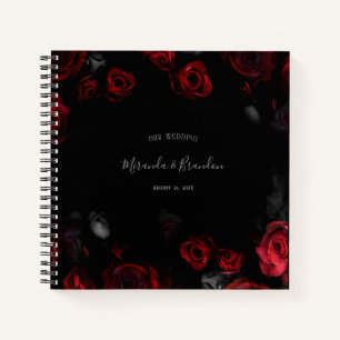 Cuaderno Planificador de Boda Floral Rojo Elegante Presupue