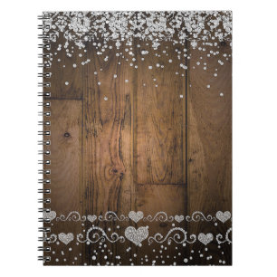 Cuaderno Planificador de Boda Glam Diamantes Brillo Madera