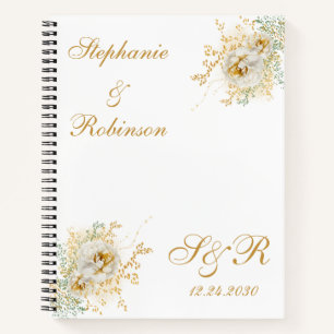 Cuaderno Planificador de bodas con logotipo de monograma fl