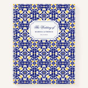 Cuaderno Planificador de Bodas de Azulejos Mediterráneos Az
