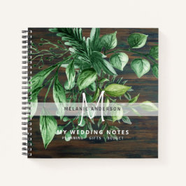 Cuaderno Planificador de bodas de monograma botánico de veg