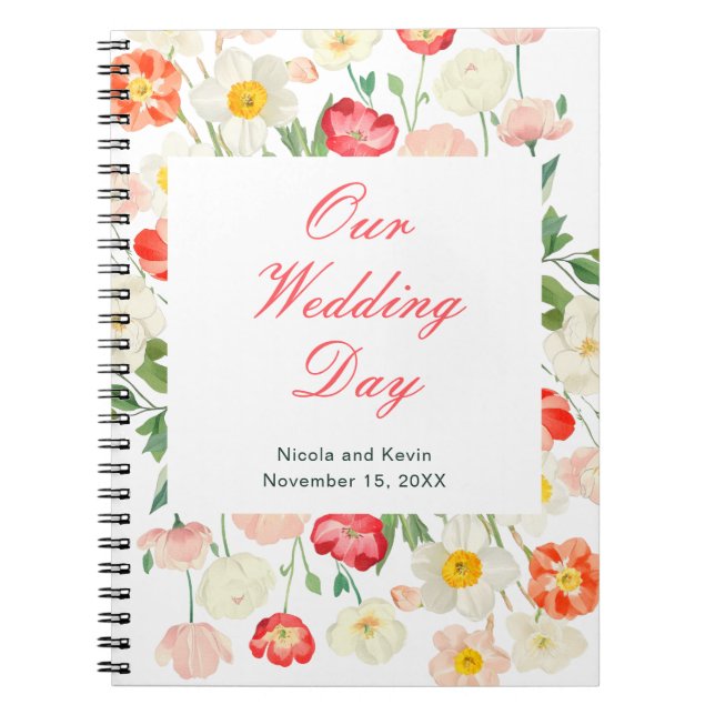 Cuaderno Planificador de bodas de primavera de tulipanes y  (Frente)