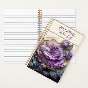 Cuaderno Planificador de Bodas de Rosas Moradas Hermosas
