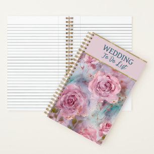 Cuaderno Planificador de Bodas de Rosas Rosadas Hermosas
