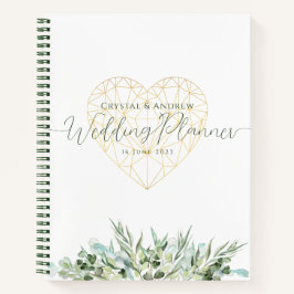 Cuaderno Planificador de Bodas Elegante Foliage de Corazón
