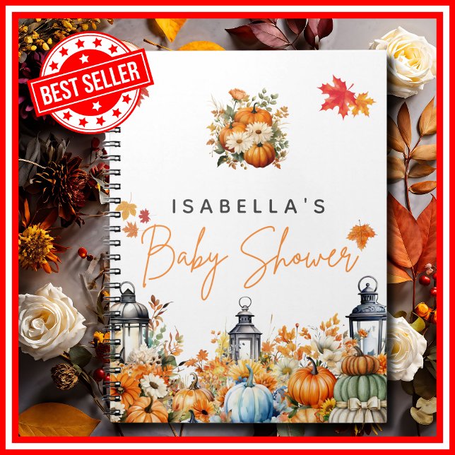 Cuaderno Planificador de Bodas Pequeña Calabaza Fiesta de B (A Little Pumpkin is on the Way Fall Autumn Floral Baby Shower Notebook )