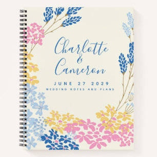 Cuaderno Planificador de Bodas Personalizado Floral Azul El