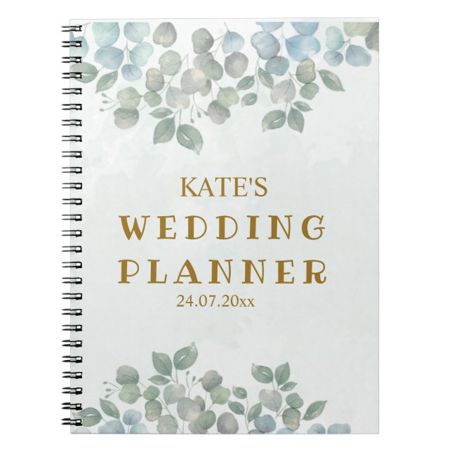 Cuaderno Planificador de bodas verde Eucalyptus sage (Frente)