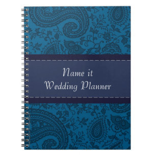 Cuaderno Planificador de casamiento con damascos azules