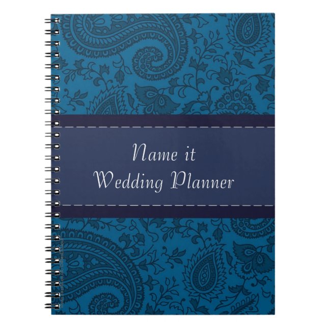 Cuaderno Planificador de casamiento con damascos azules (Frente)