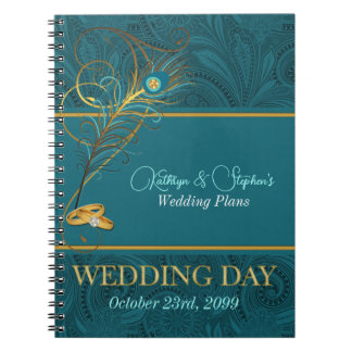 Cuaderno Planificador de casamiento con pavo real para novi