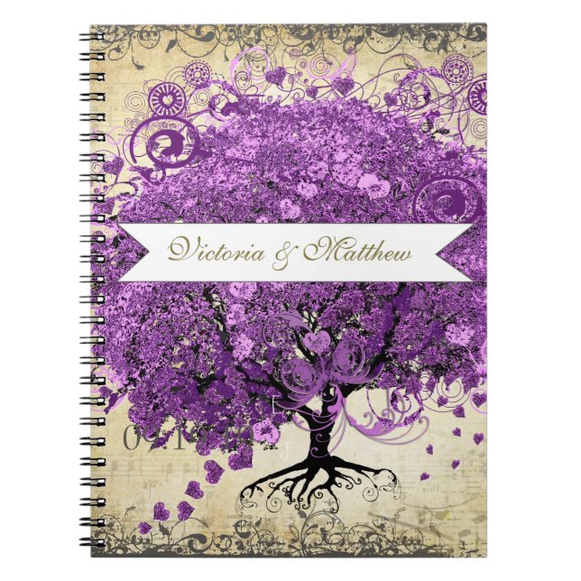 Cuaderno Planificador de casamiento en árbol de hojas de co (Frente)