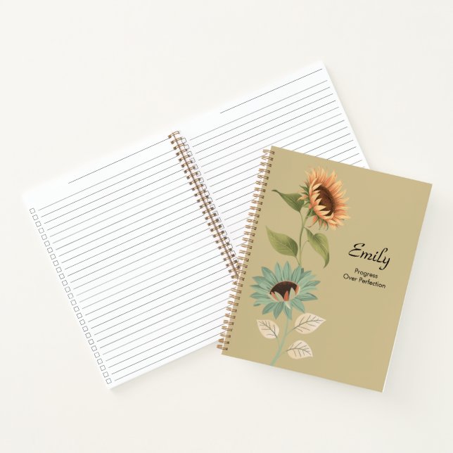 Cuaderno Planificador de casillas con tema de girasol (Interior)