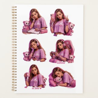 Cuaderno Planificador de Chica Anime Rosa Lindo