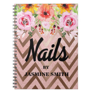Cuaderno Planificador de citas de Rosa de Oro de Nails Purp