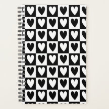 Cuaderno Planificador de Corazones en Blanco y Neg