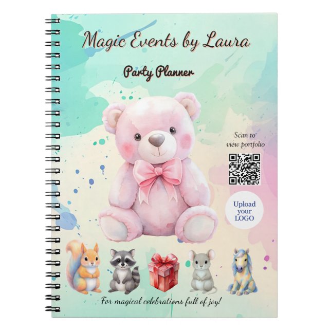 Cuaderno Planificador de Fiestas Infantiles Logo Código QR  (Frente)