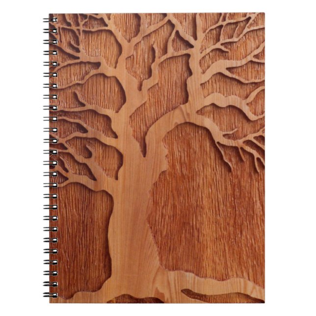 Cuaderno Planificador de madera tallado (Frente)