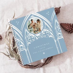 Cuaderno Planificador de Navidad Azul Invernal Castillo Gót