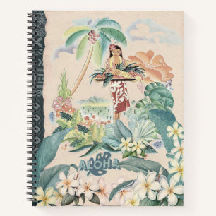 Cuaderno Planificador de Póster de Viaje Vintage Hawaiano