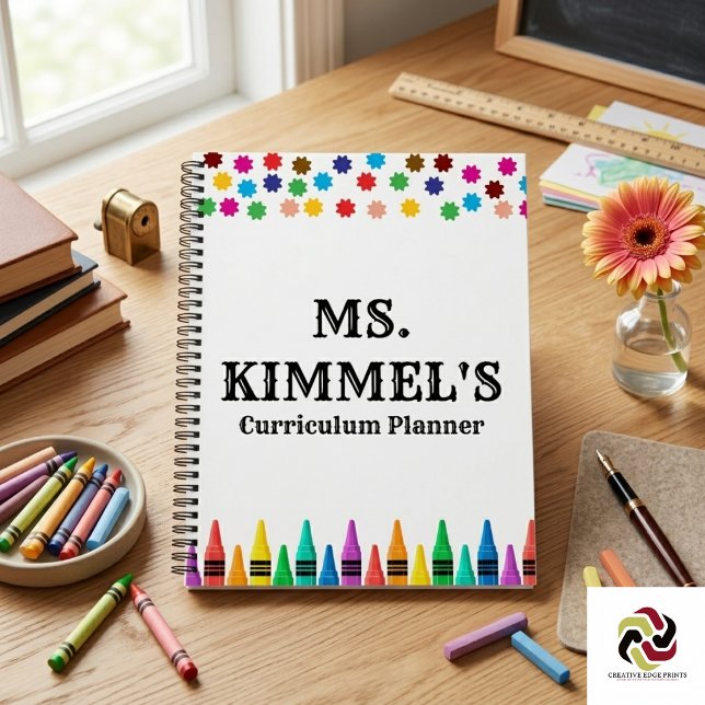 Cuaderno Planificador de Profesores de Currículum de Crayon (Black Pastels Crayons Curriculum Teacher Planner Notebook
)