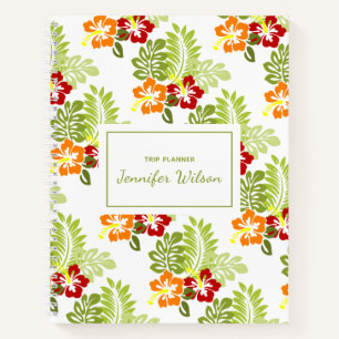 Cuaderno Planificador de viaje con patrón de hojas florales