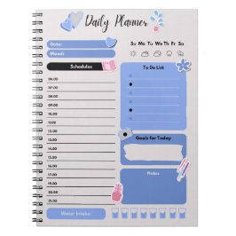Cuaderno Planificador Diario Azul Suave con Seguimiento de 