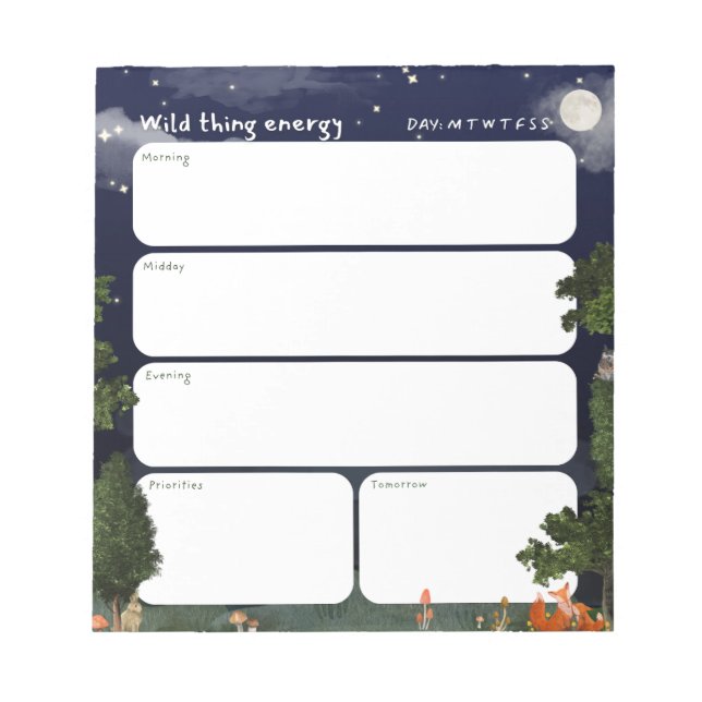 Cuaderno Planificador Diario - diseño Bosque Noctu (Frente)