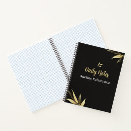 Cuaderno Planificador Diario Elegante Negro y Dora