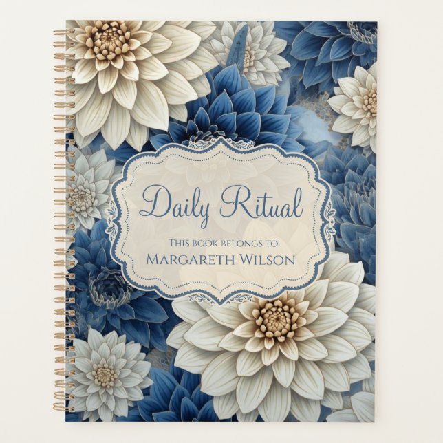 Cuaderno Planificador Diario Floral Azul (Anverso)