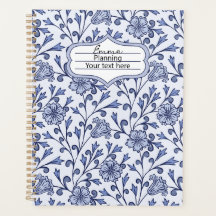 Cuaderno Planificador Floral Azul Personalizado