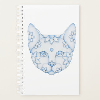 CUADERNO PLANIFICADOR GATO AZUL CON FLORES