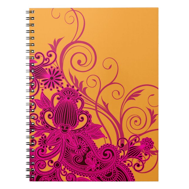 Cuaderno Planificador nupcial azteca de Paisley - nectarina (Frente)